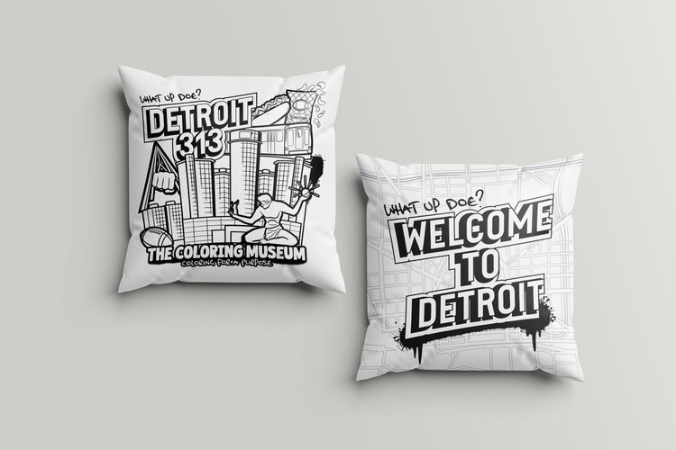 Welcome to Detroit Coloring Pillow - The Coloring Museum