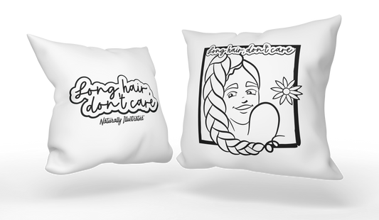 Long Hair, Don't Care ILL Girl Coloring Pillows - The Coloring Museum