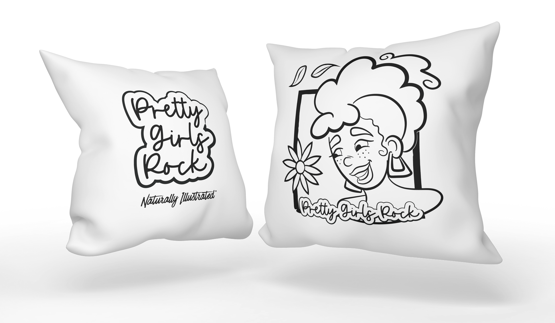 Pretty Girls Rock ILL Girl Coloring Pillows - The Coloring Museum